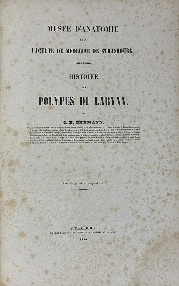 Musee d'anatomie de la faculte de medecine de Strasbourg : histoire des polypes du larynx — 8